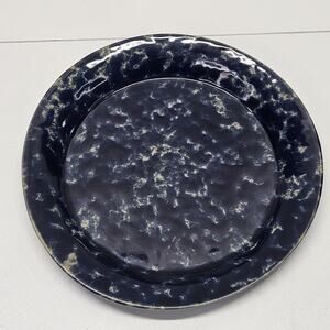 Vtg Bennington Potters Pottery Classic 9" Dinner Plate 1682ya Blue Splattered